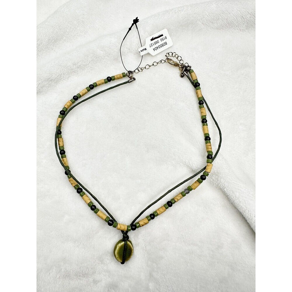 NEW Free People Dora Layer Necklace in Green Bohemian Beach Layered Hippie 70s
